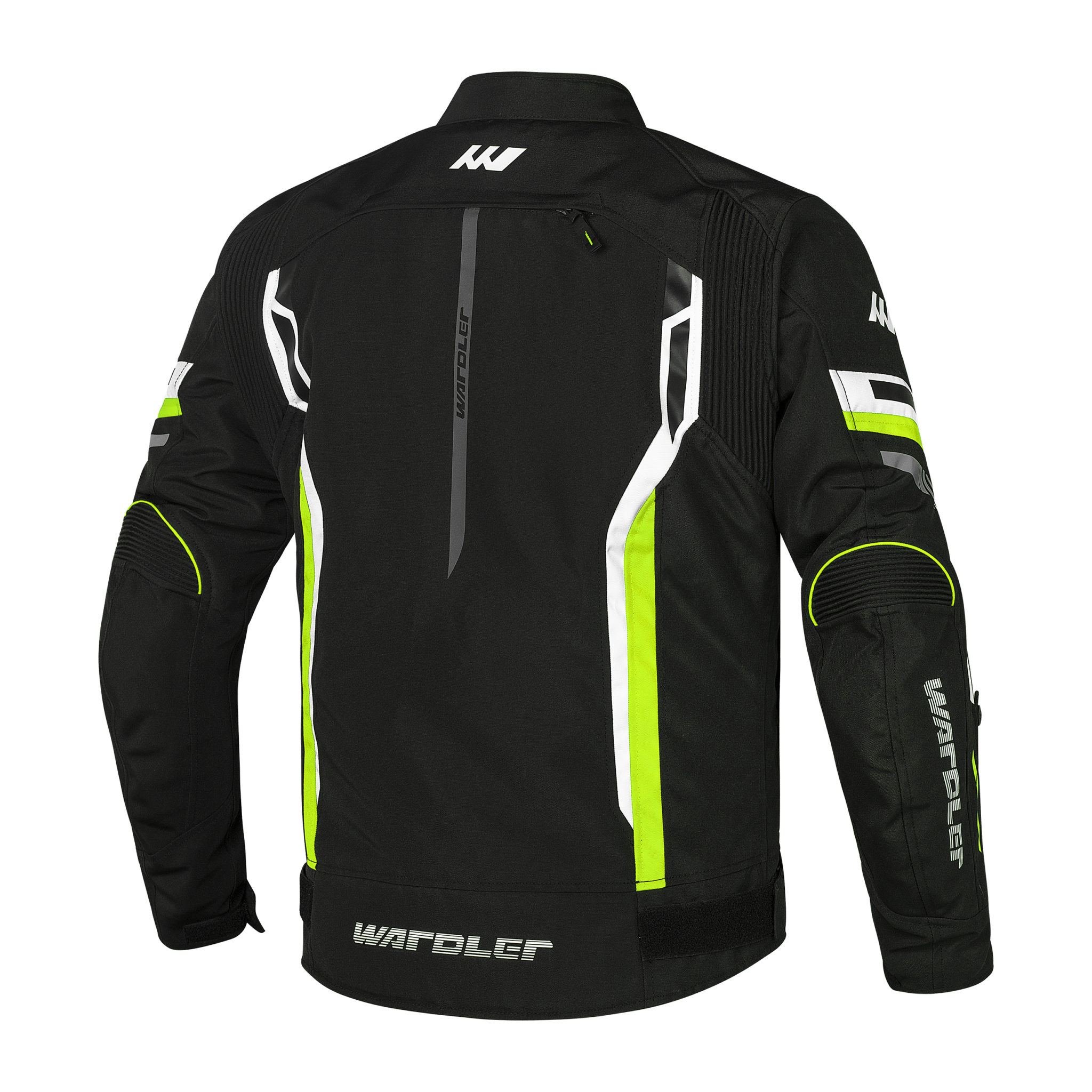 motorcycle jackets, Radar Men's Jacket, Black-Neon Yellow, Back view