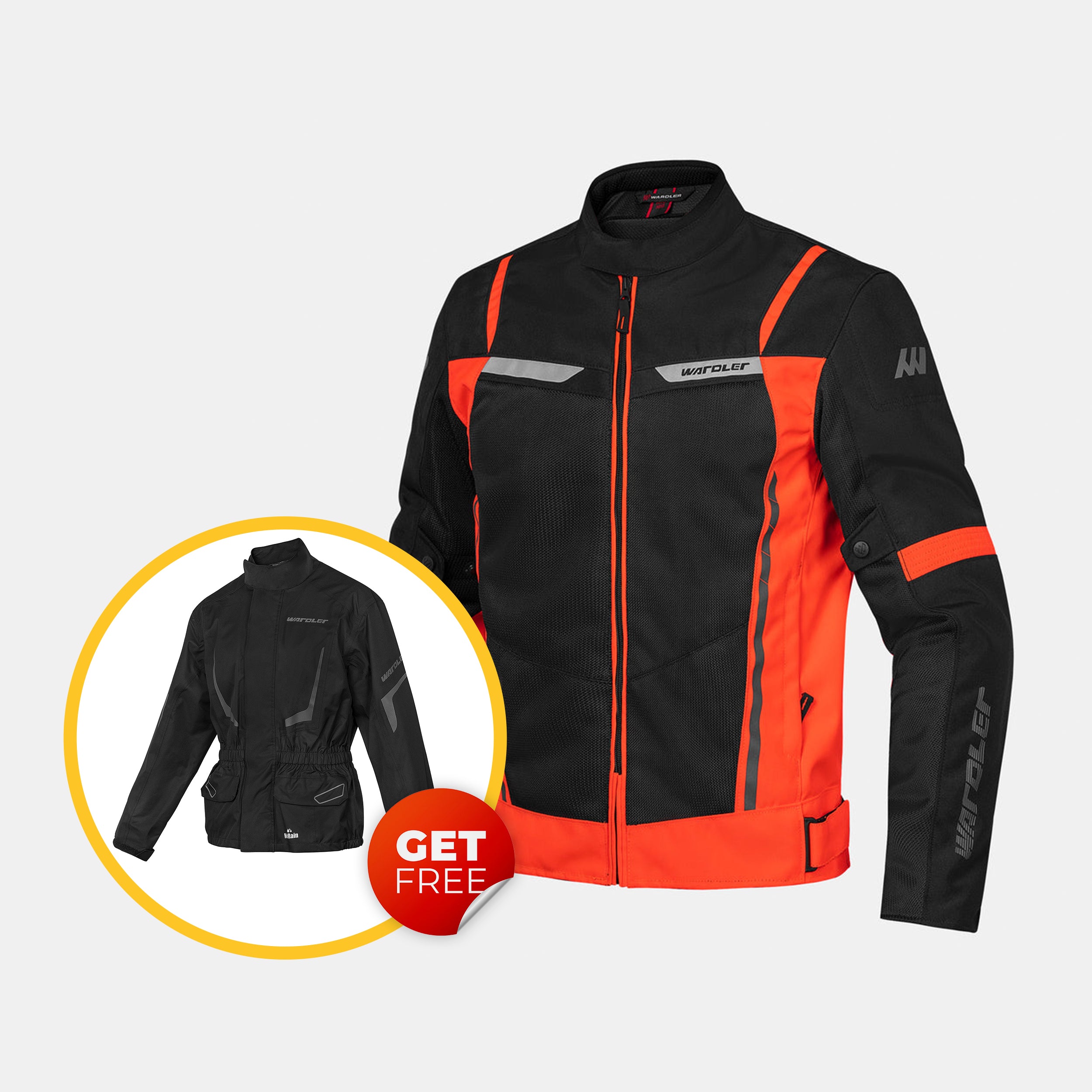 Tornado Mesh Summer Motorcycle Jacket / Black-Neon Red