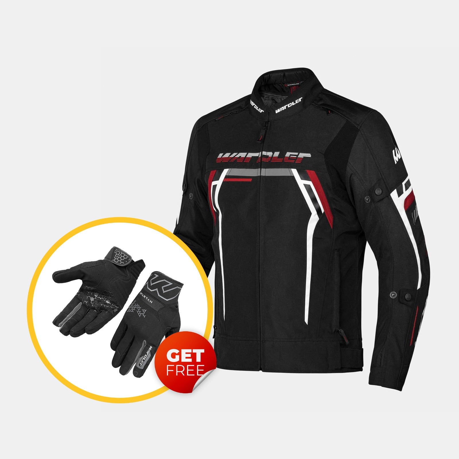 Radar / Black-White-Red / Urban Motorcycle Jacket