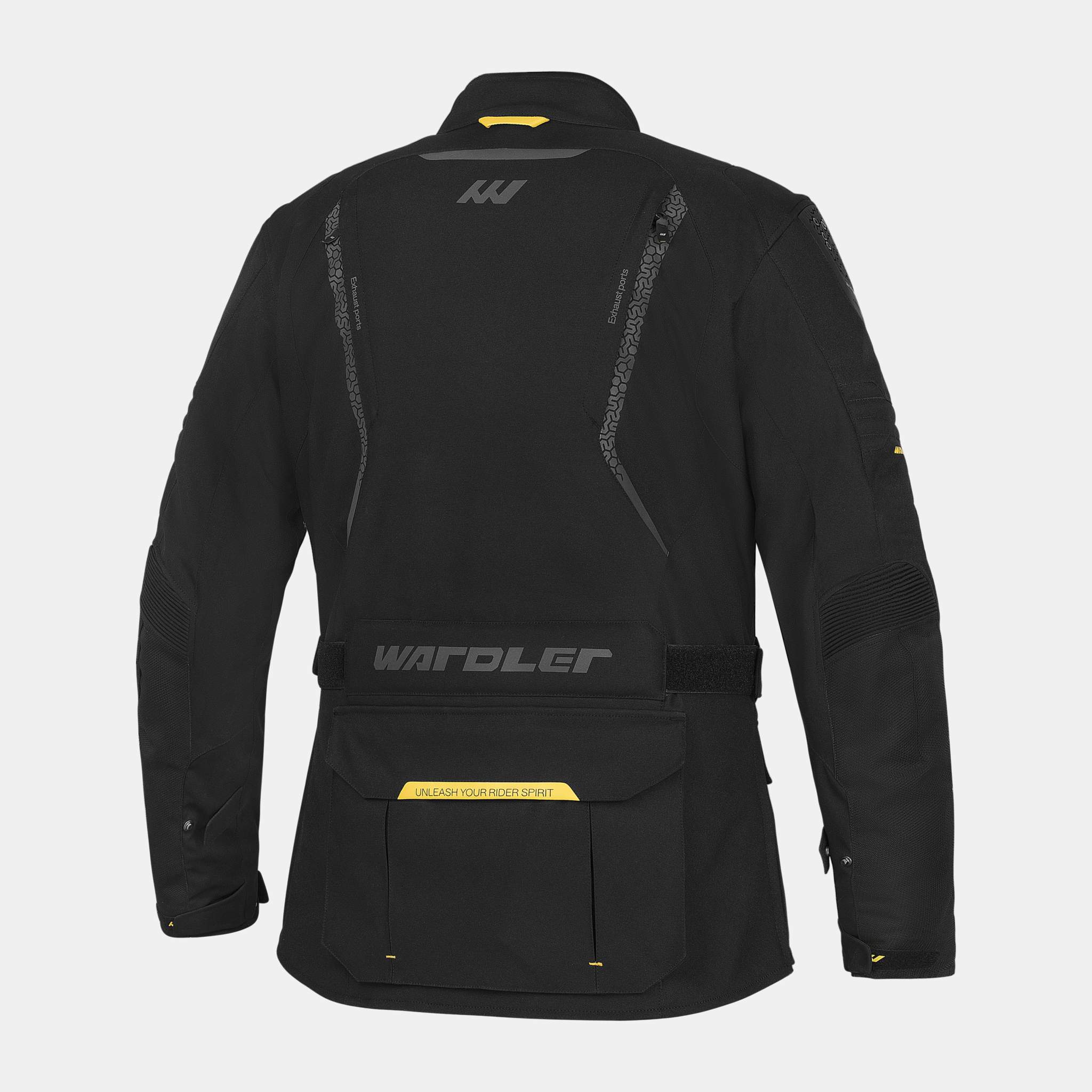Allroad Adventure Motorcycle Jackets, Black, Back View, Wardler