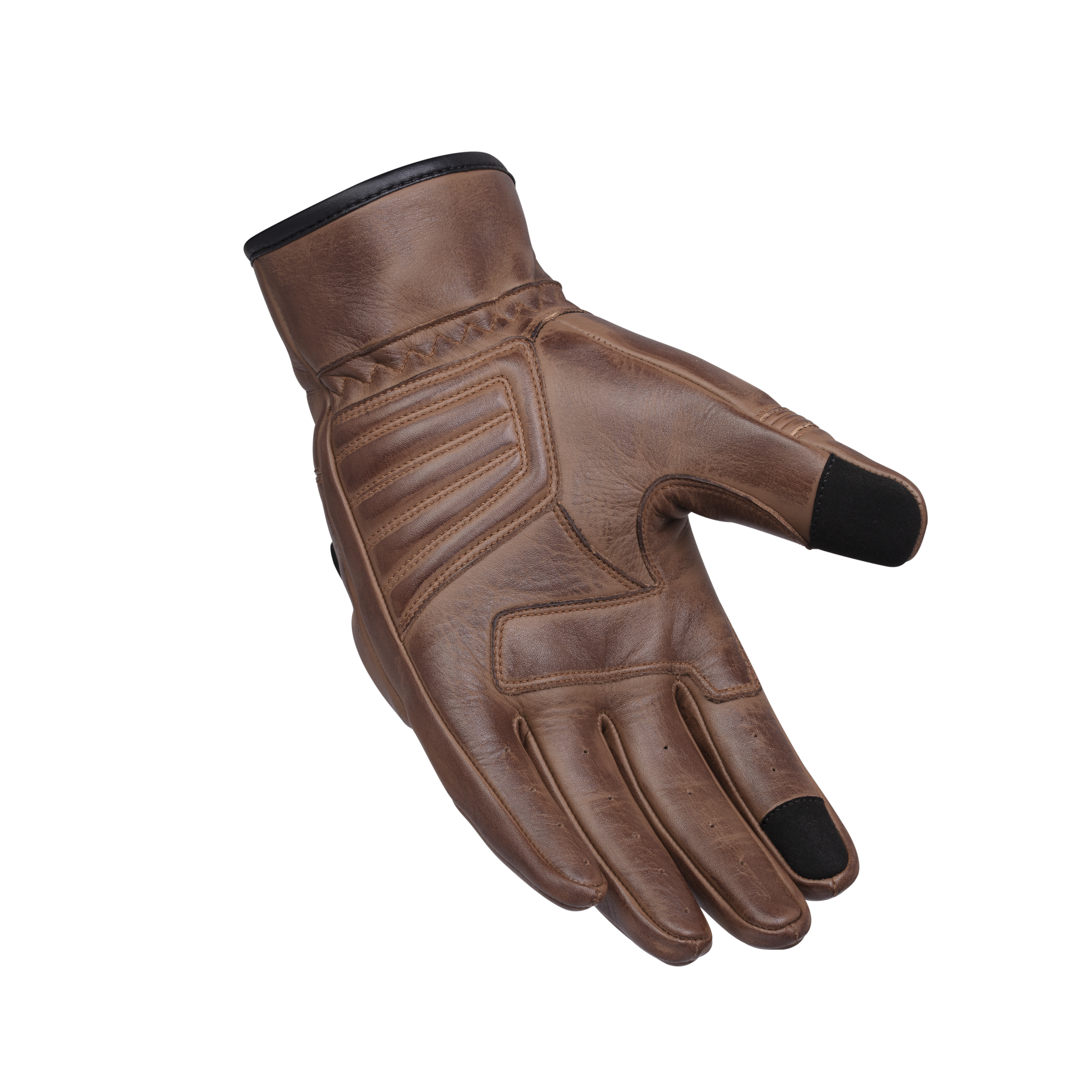 Chester Vintage Motorcycle Gloves, Brown Back View