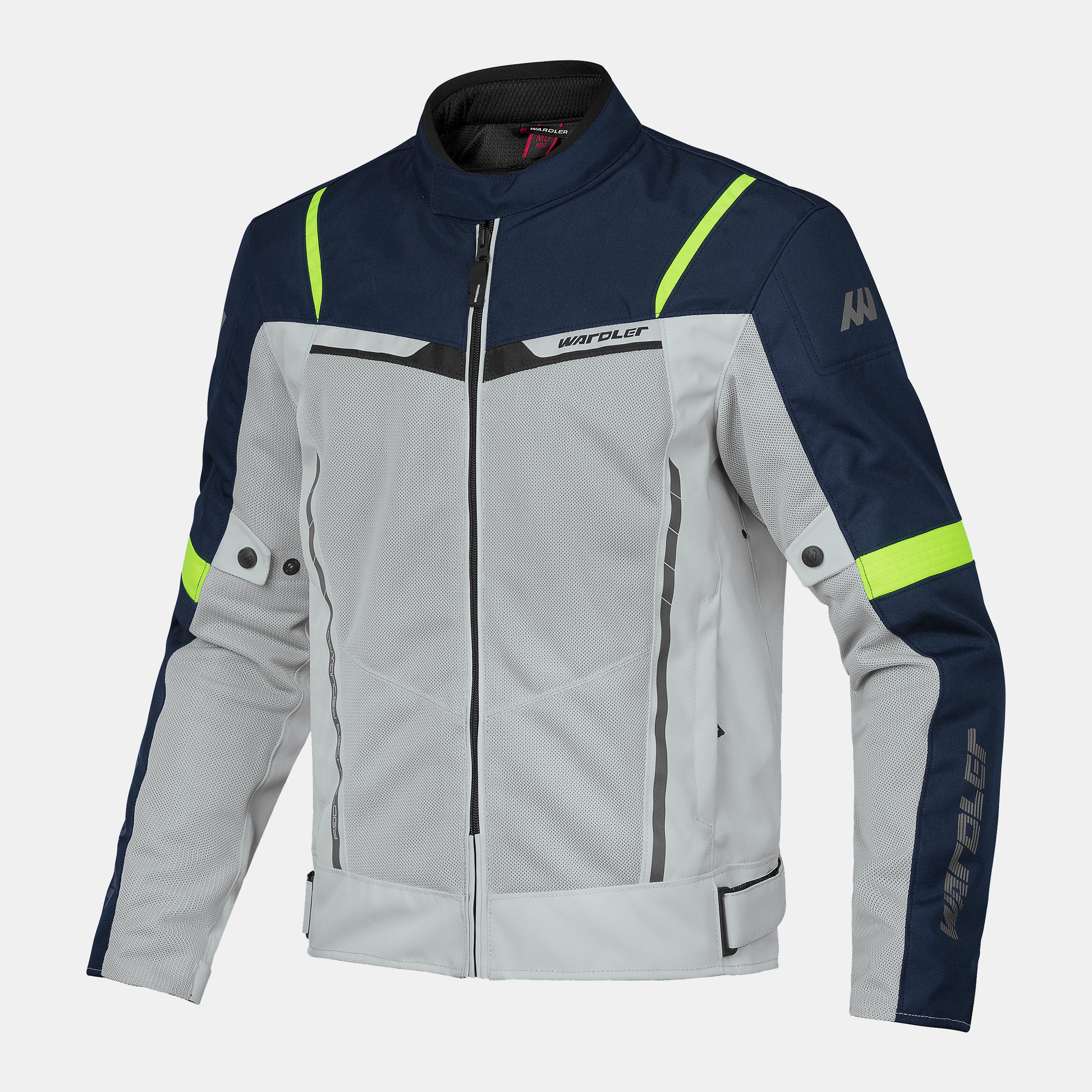 Tornado Mesh Summer Motorcycle Jacket / Silver-Deep Blue-Neon Yellow