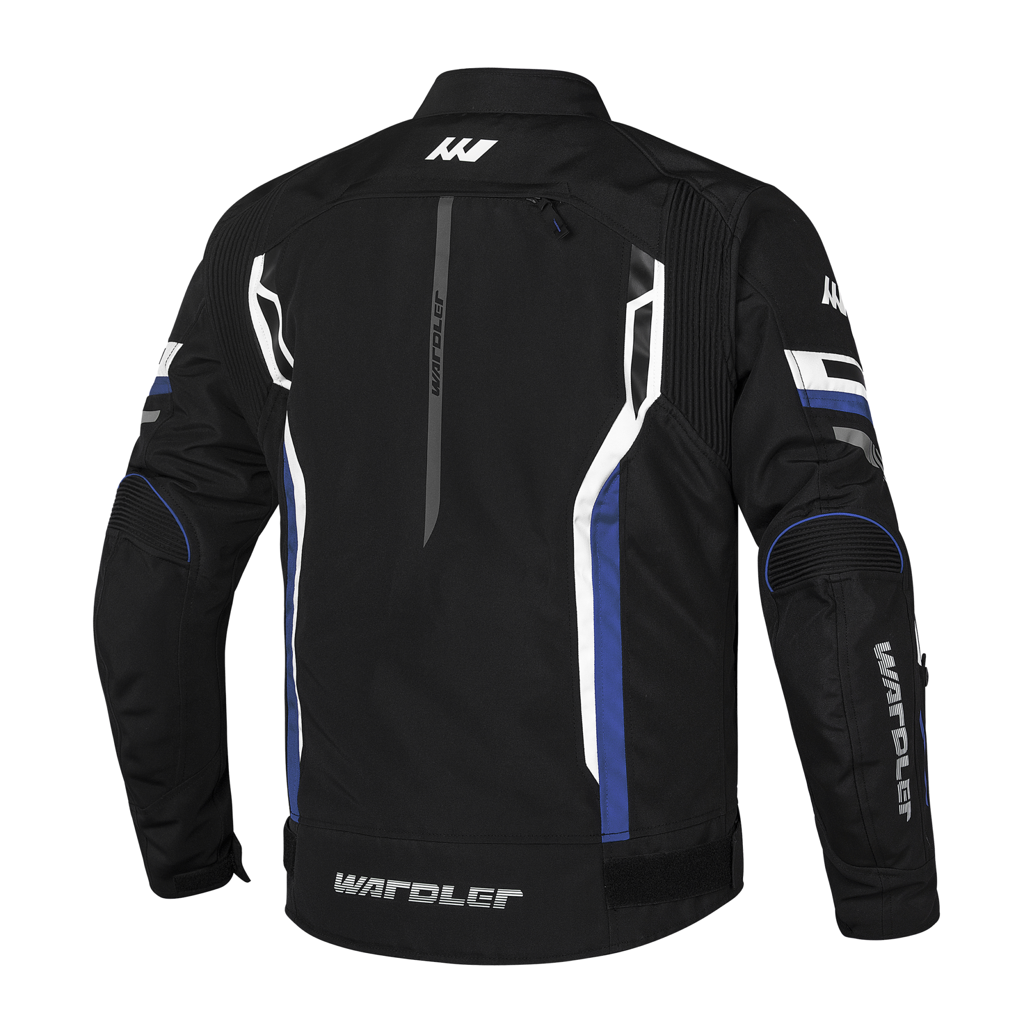 motorcycle jacket, Radar Jacket, Black-white-blue, Back View