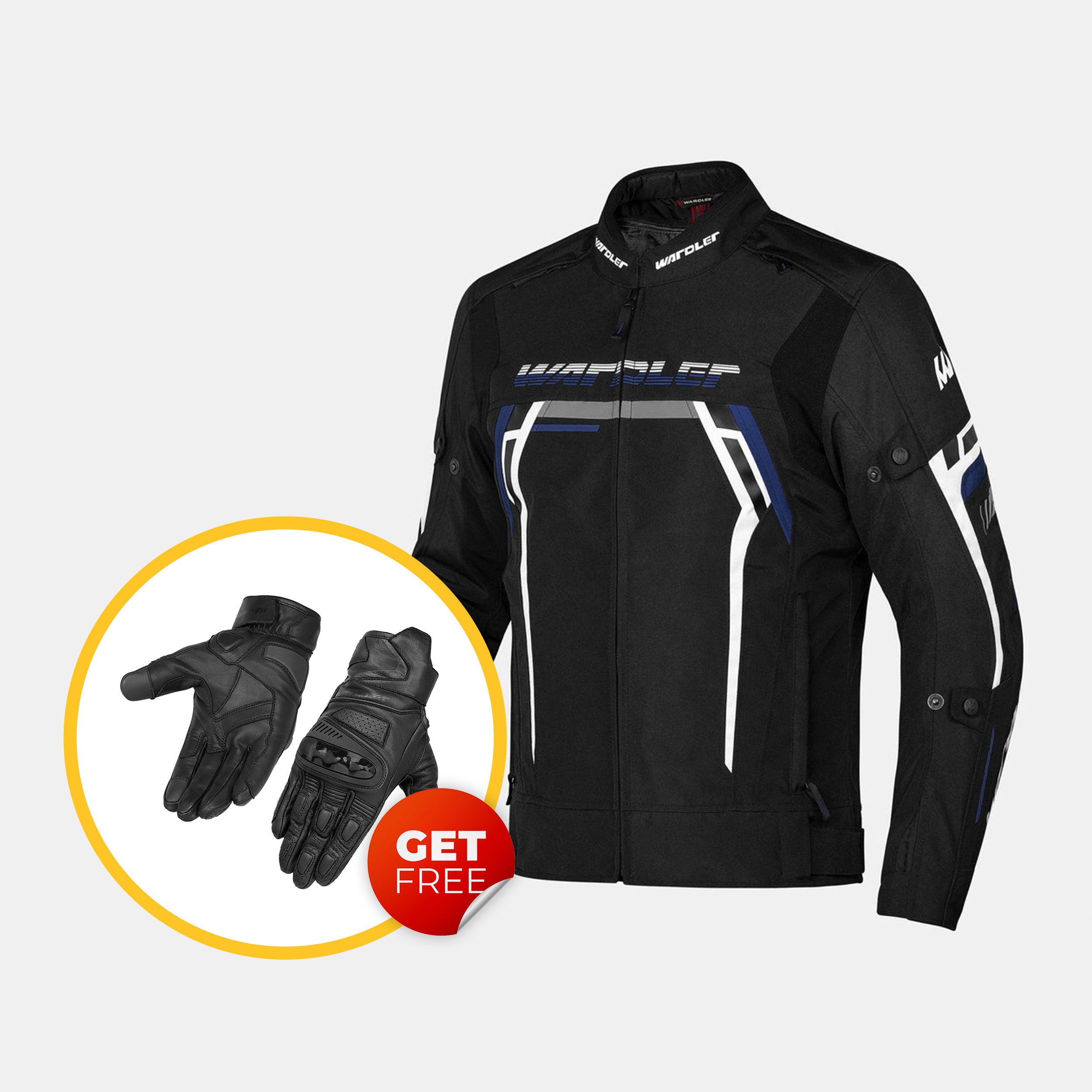 Radar Textile Motorcycle Jacket / Black-White-Blue