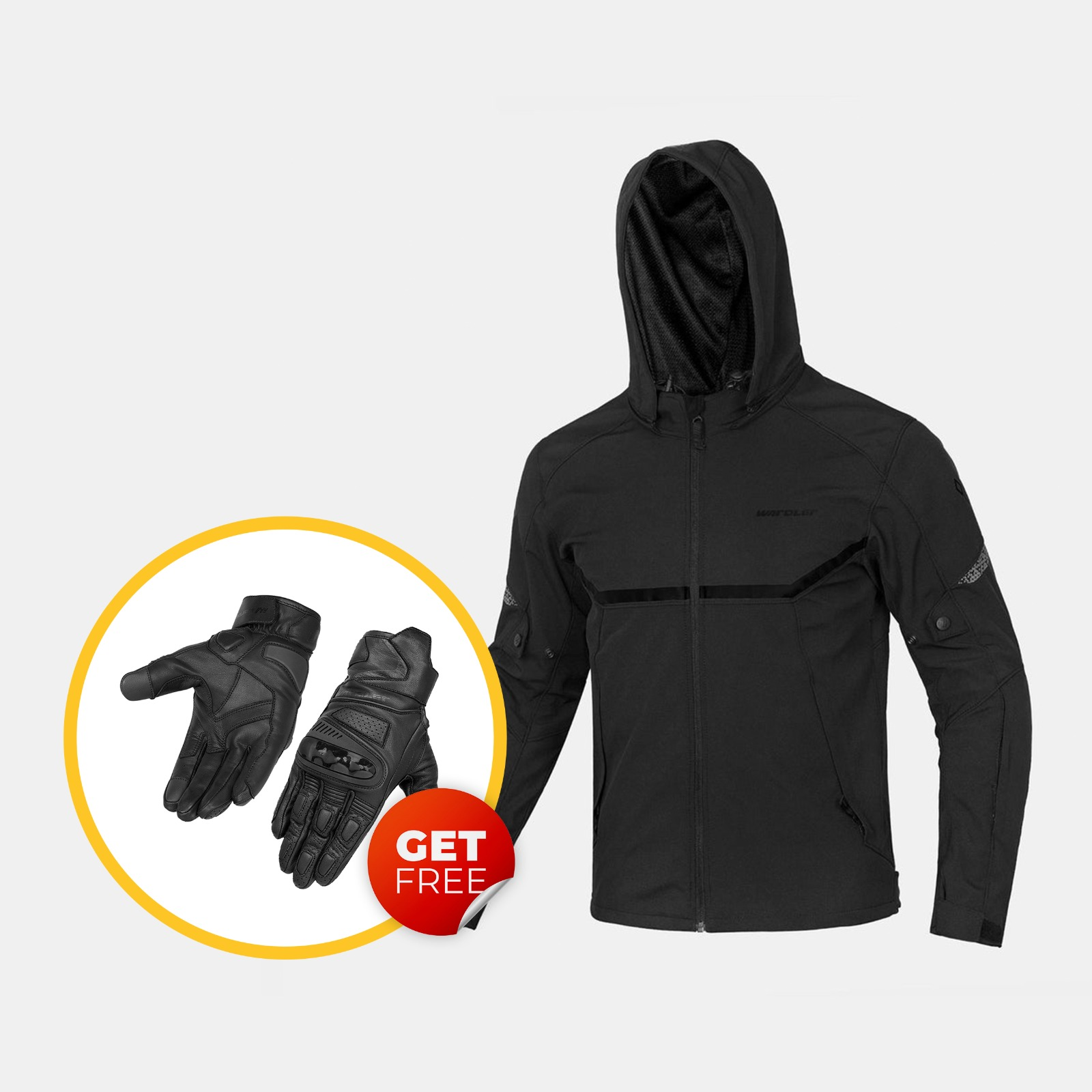 Razor Softshell Motorcycle Jacket /  Black / Motorcycle Riding Hoodie