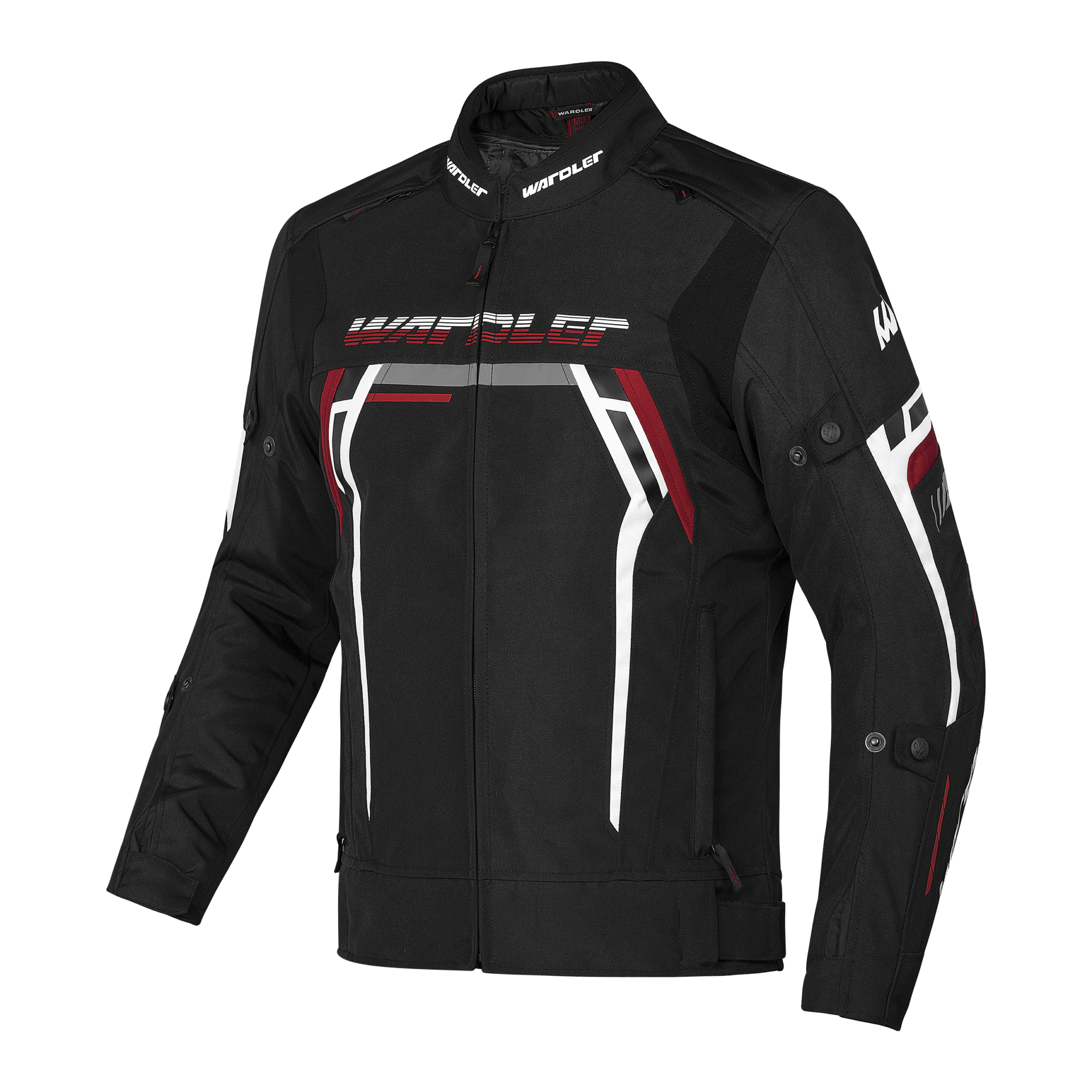 Radar motorcycle jacket, Black-white-red, front
