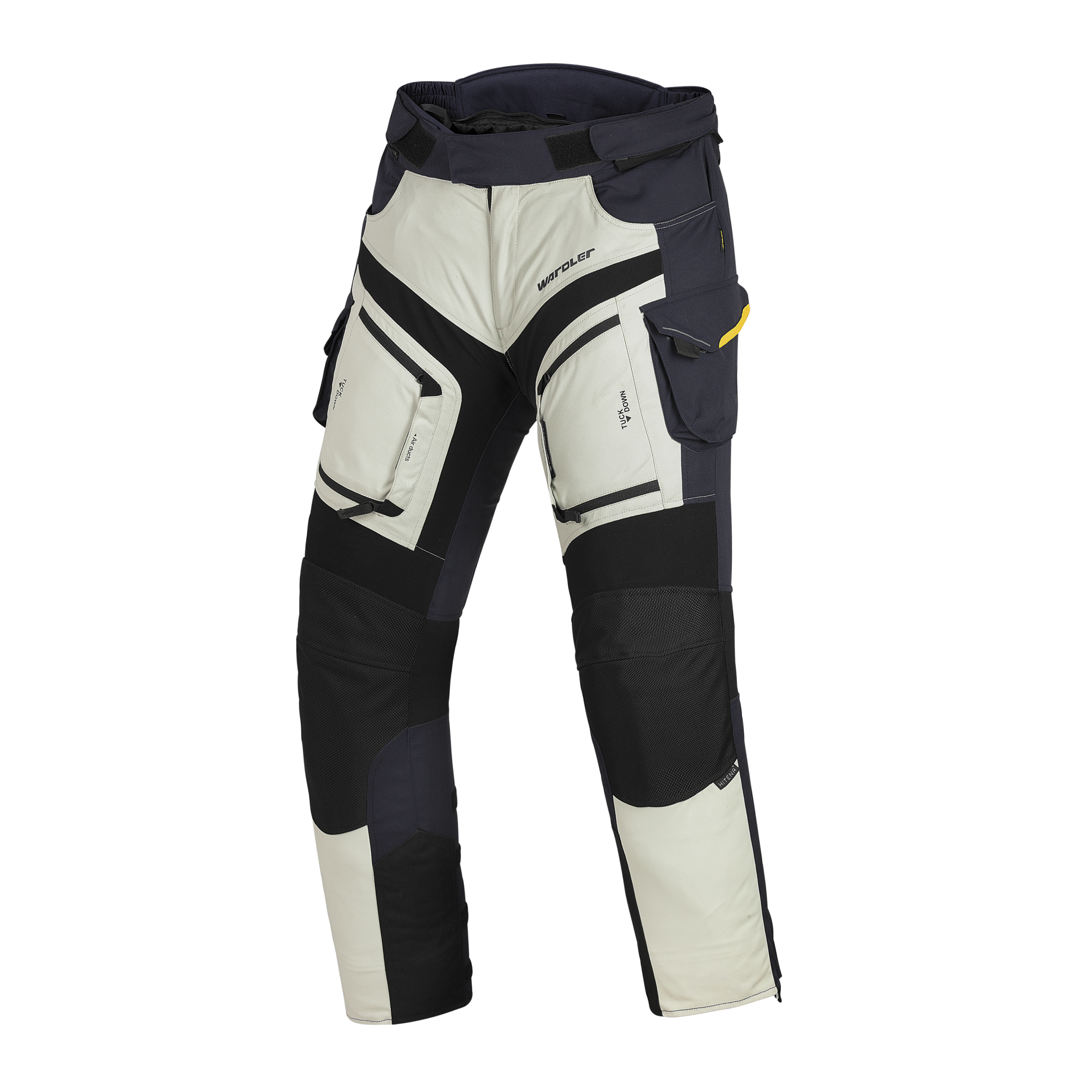 Wardler Atlas Textile Motorcycle Pants, Navy Blue - Ice Grey, Front View