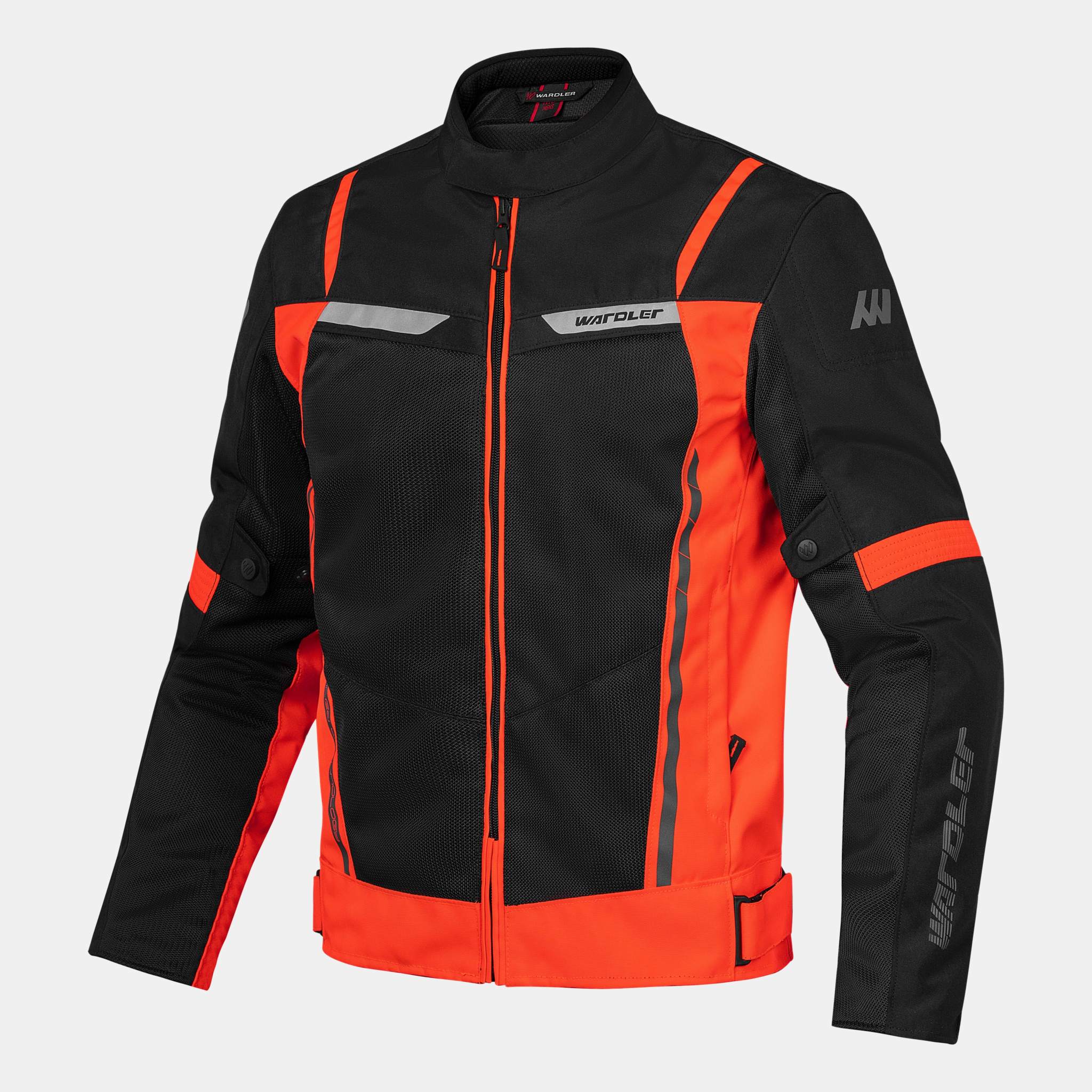 summer motorcycle jackets, CE, Black-flow red, front