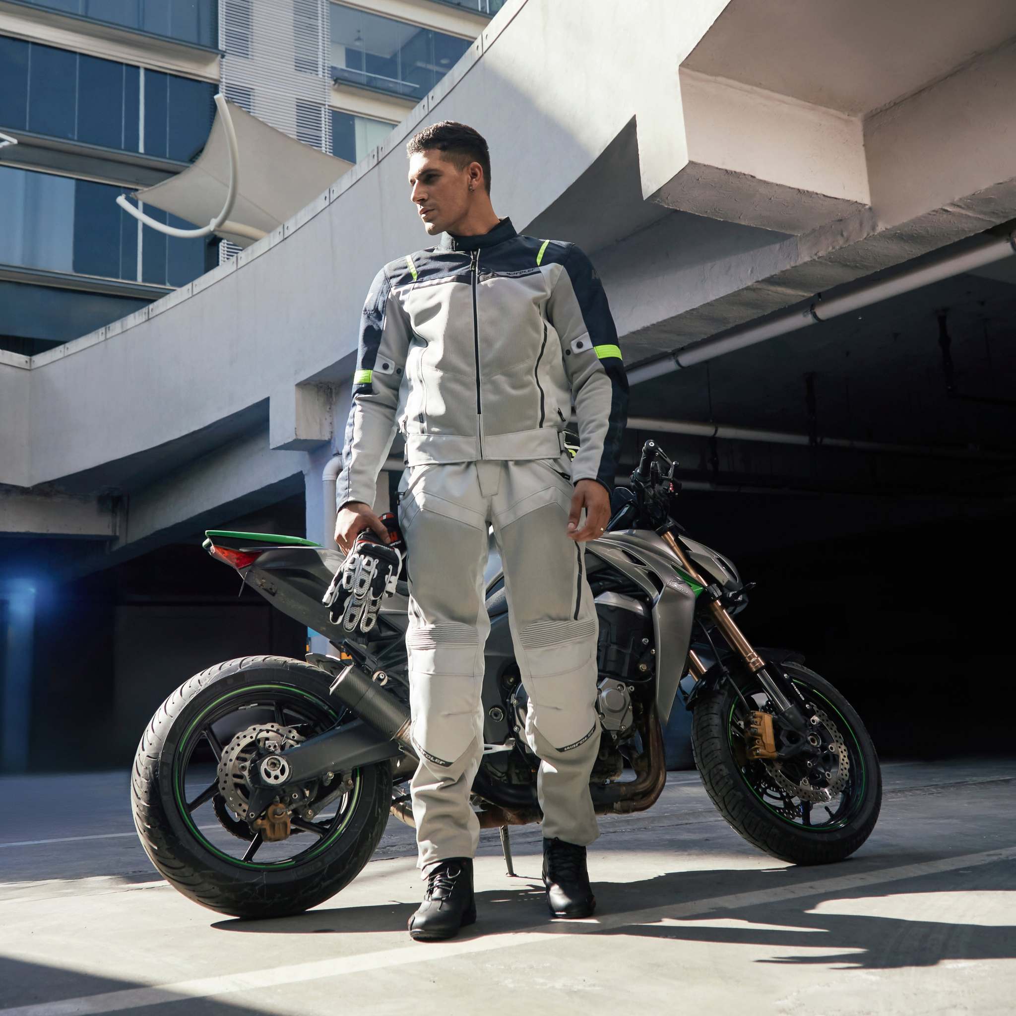 summer Motorcycle Jackets, rider wear silver jacket with pant
