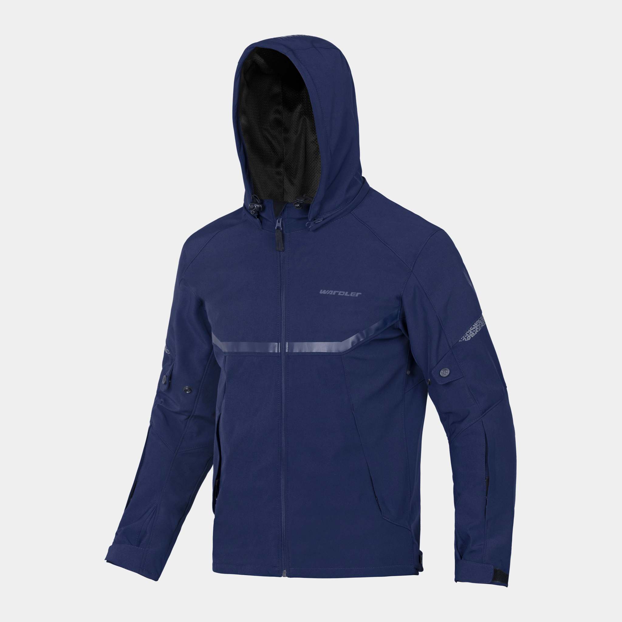 Motorcycle Riding Hoodie | Razor Softshell Riding Jacket / Navy Blue, front