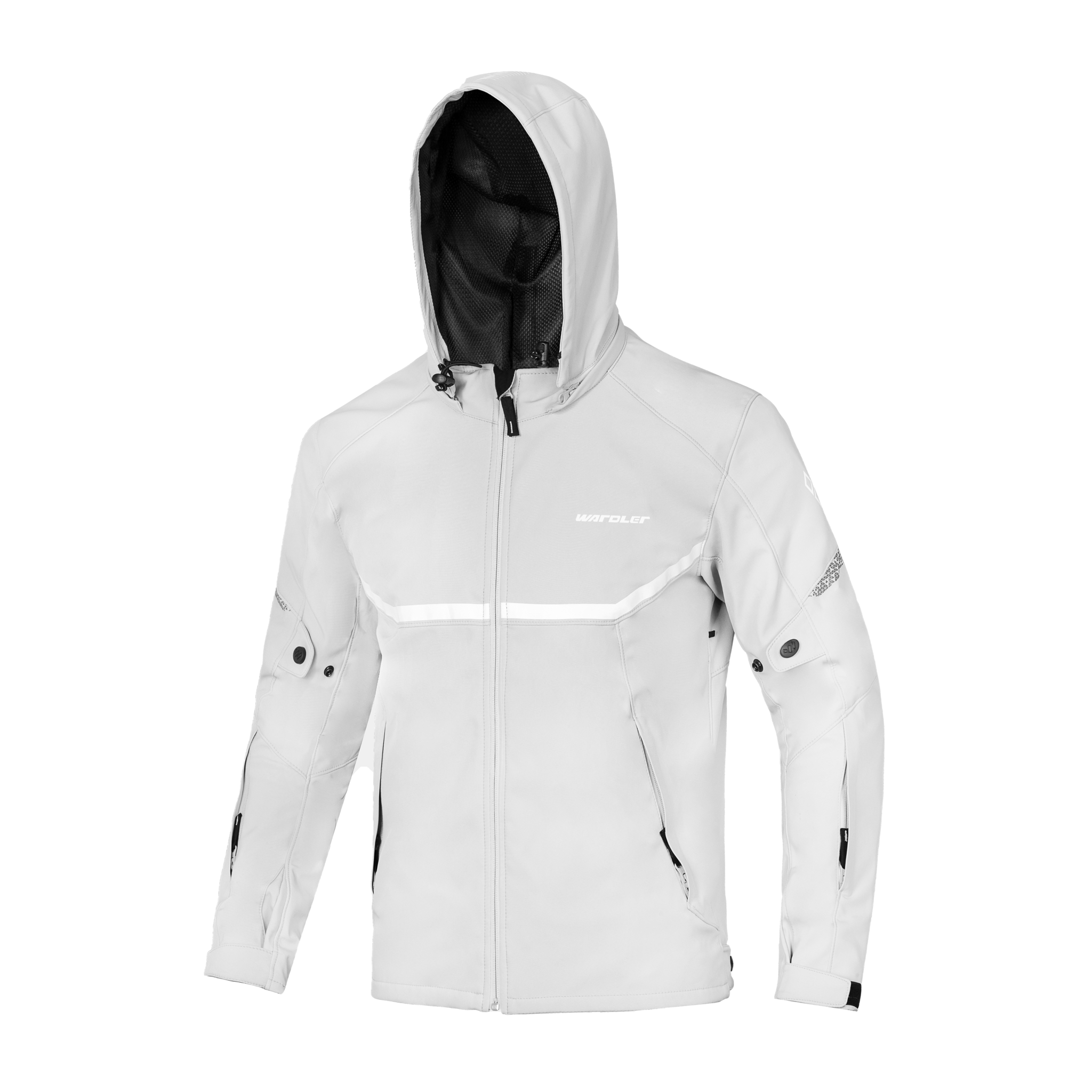 Motorcycle Riding Hoodie | Razor Softshell Riding Jacket / Snow White, front