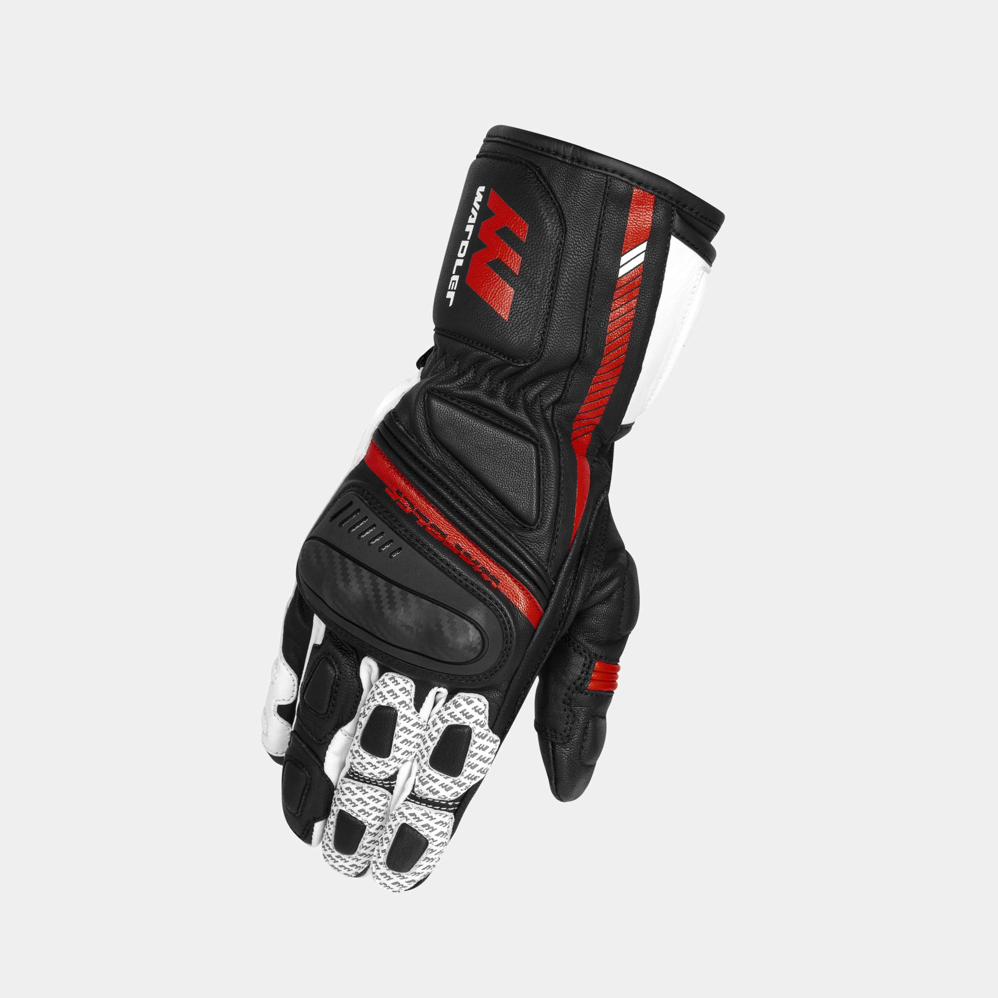 Motorcycle Gloves, Laguna Red, Wardler Gloves, Front View