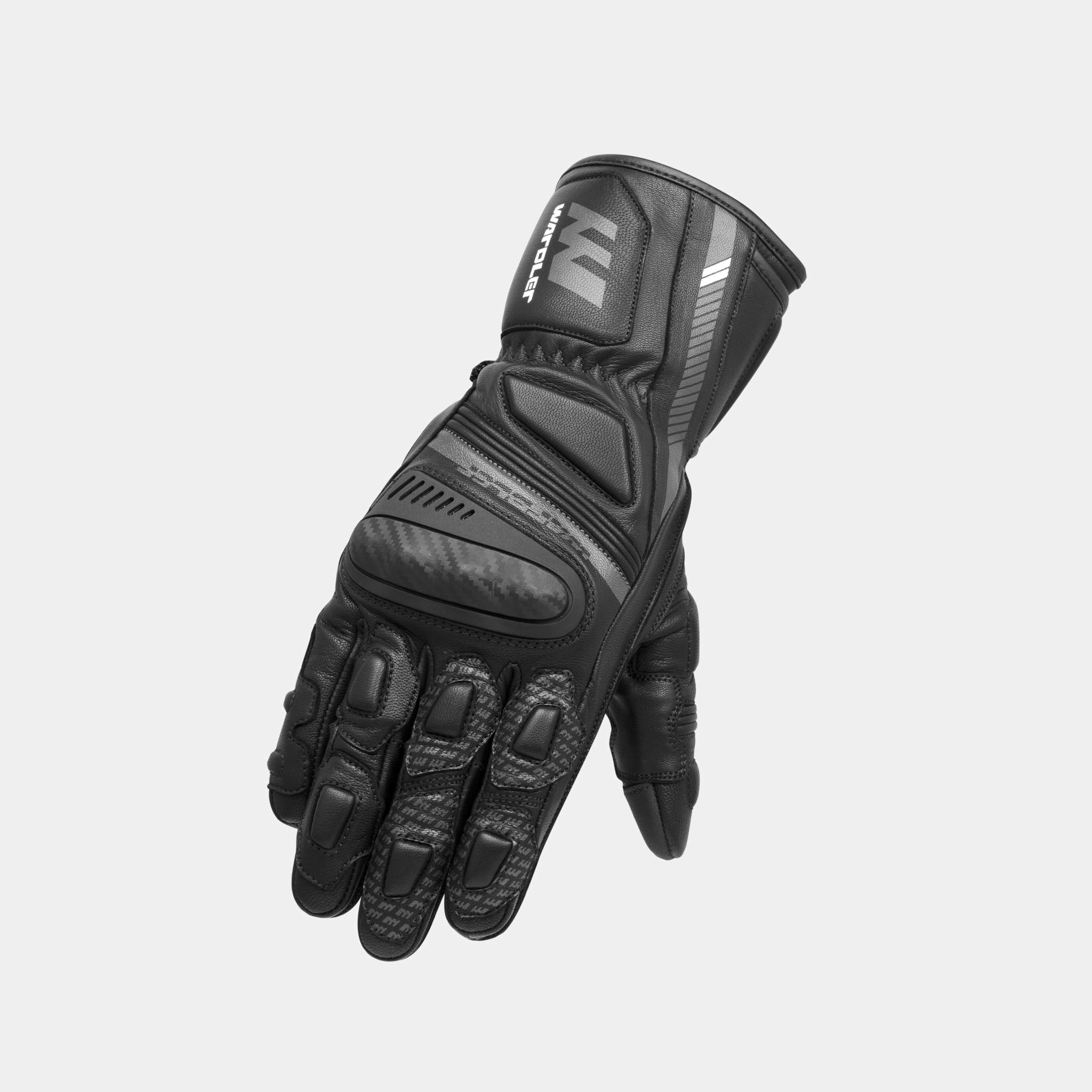 Motorcycle Gloves, Laguna Black, Wardler Gloves, Front View