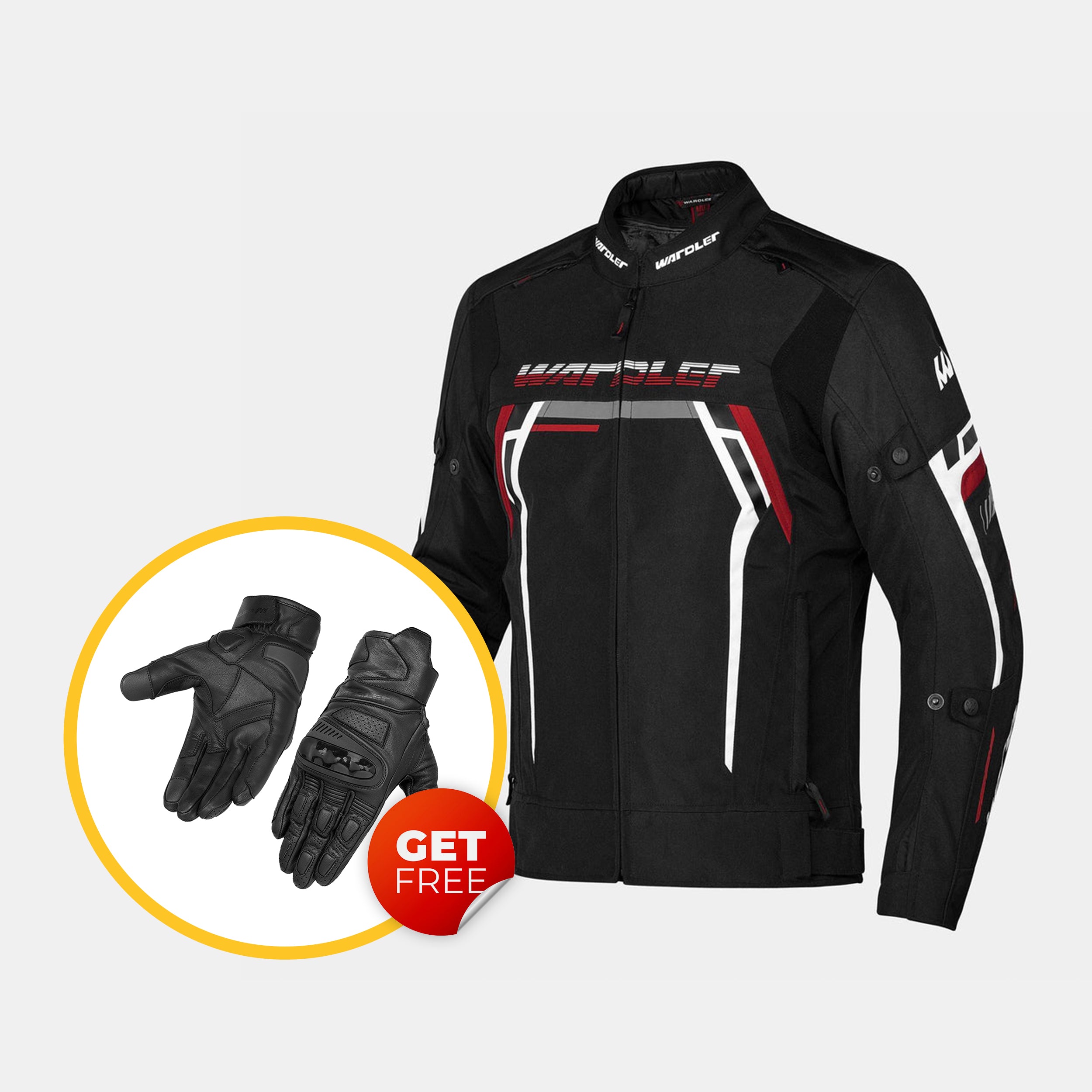 Radar / Black-White-Red / Urban Motorcycle Jacket
