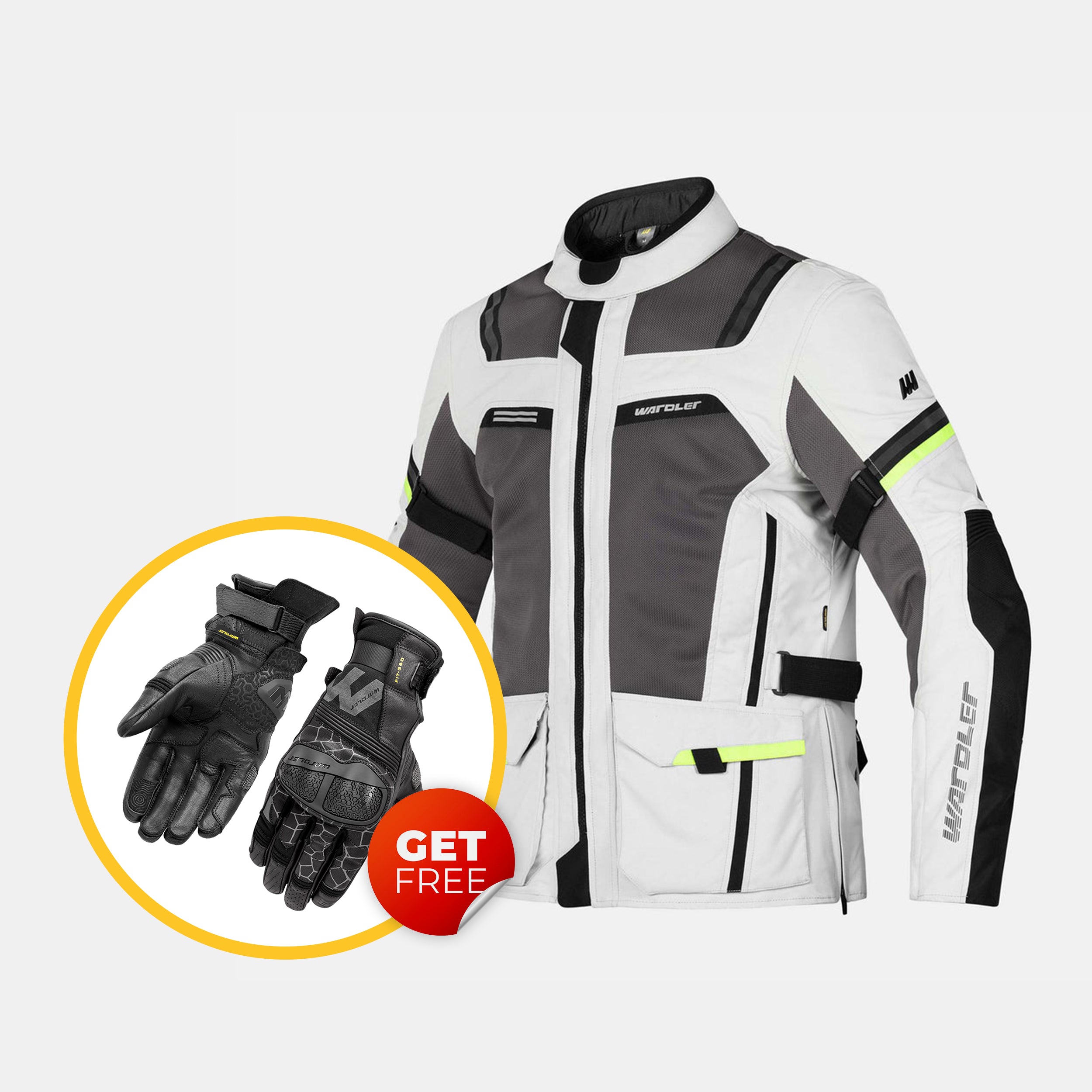Zonda / Silver-Neon Yellow / Adventure Motorcycle Jacket