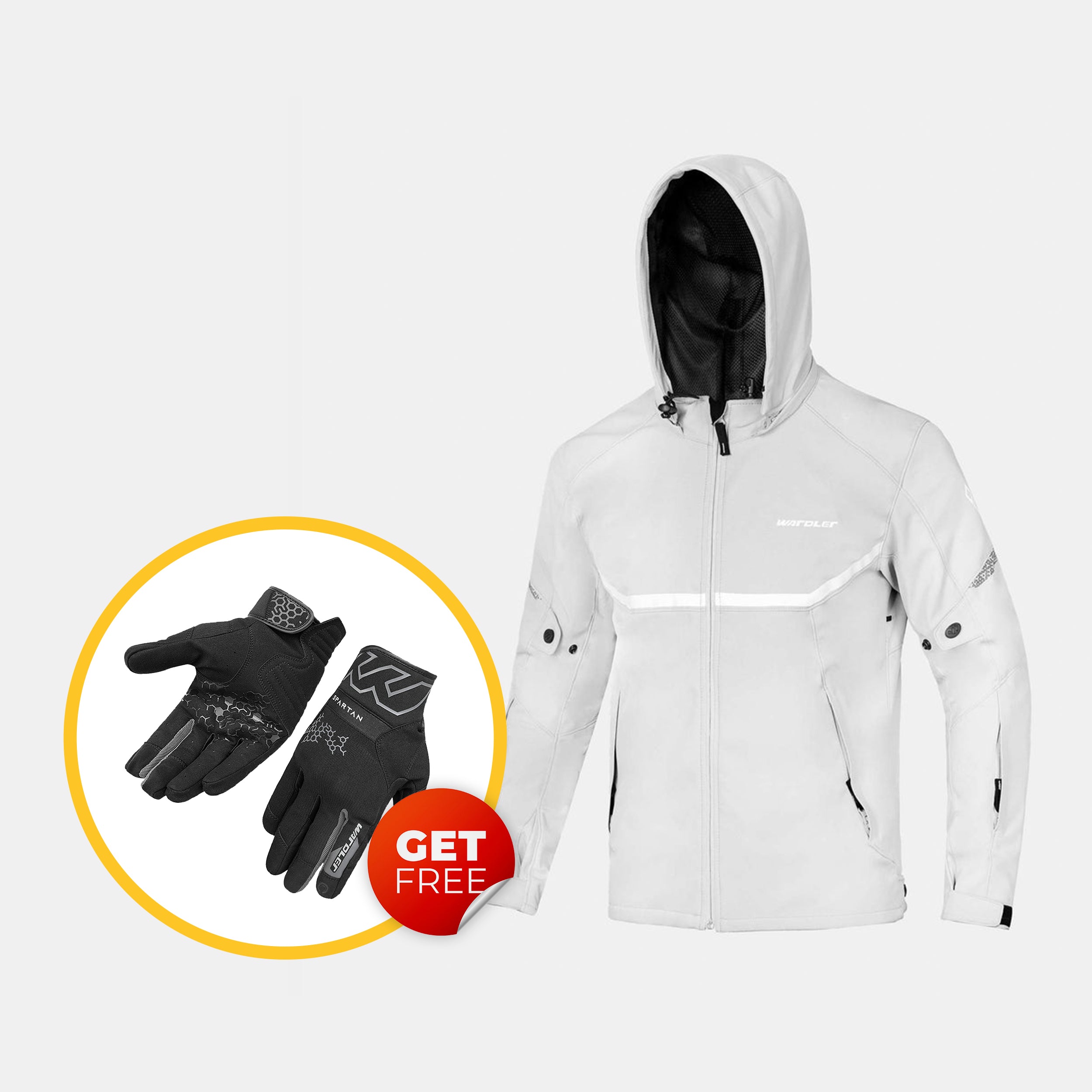 Razor Softshell Jacket /  Snow White / Motorcycle Riding Hoodie
