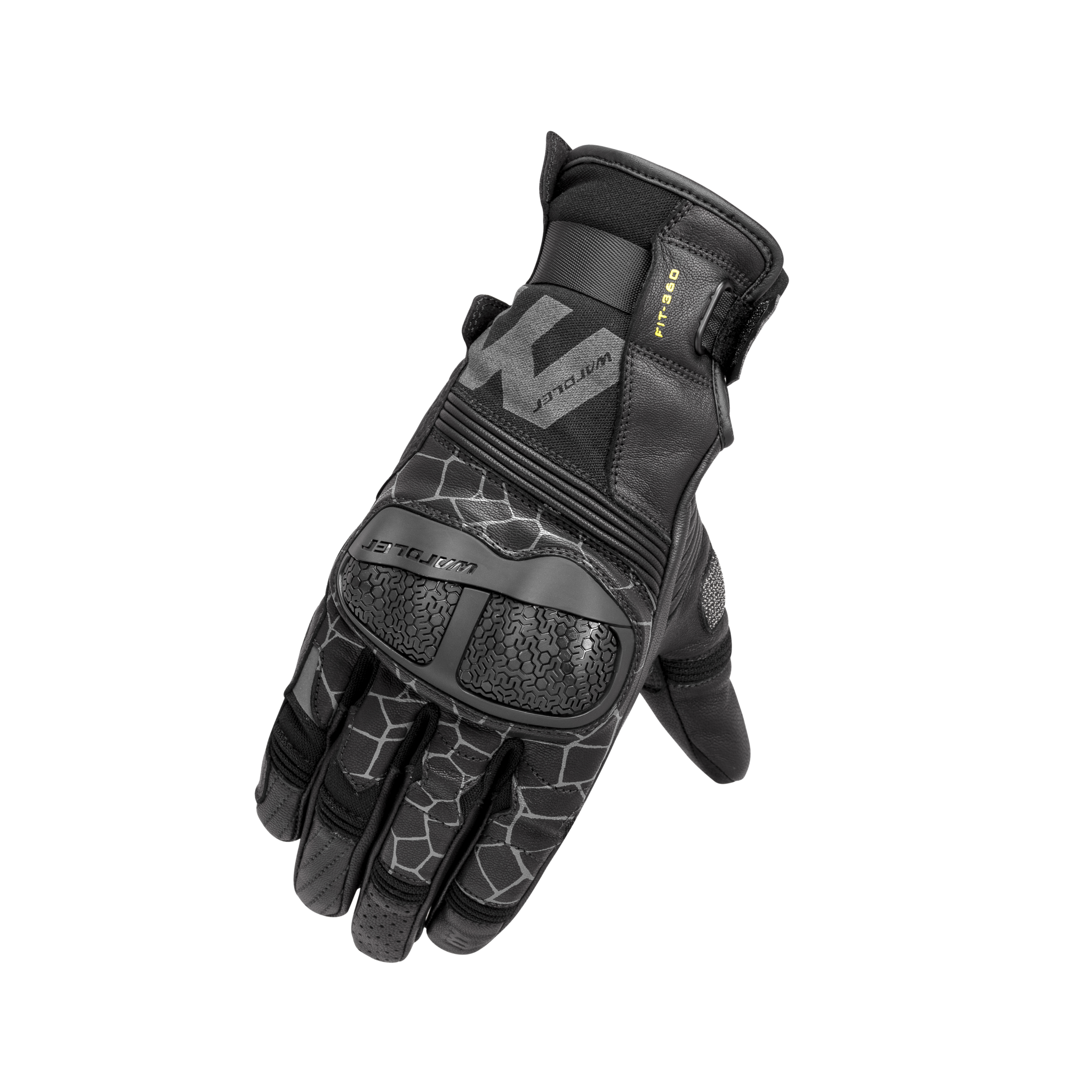 Motorcycle Gloves, Long Cuff Atlas Riding Gloves, Black, Front