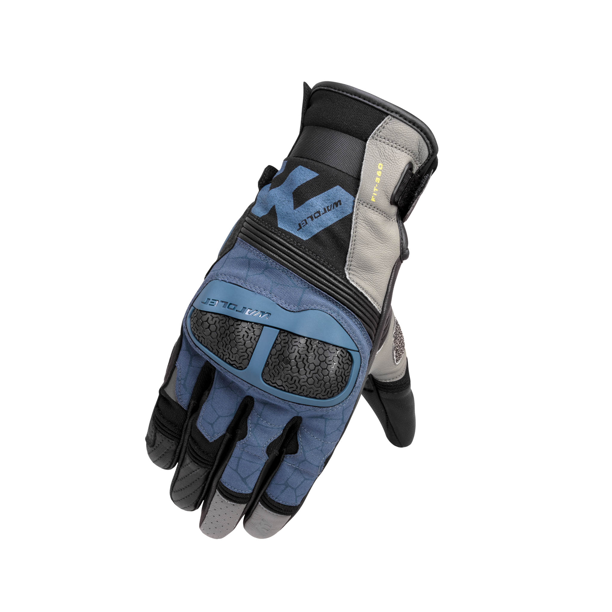 Motorcycle Gloves, Long Cuff Wardler Atlas Riding Gloves, Black-Blue, Front