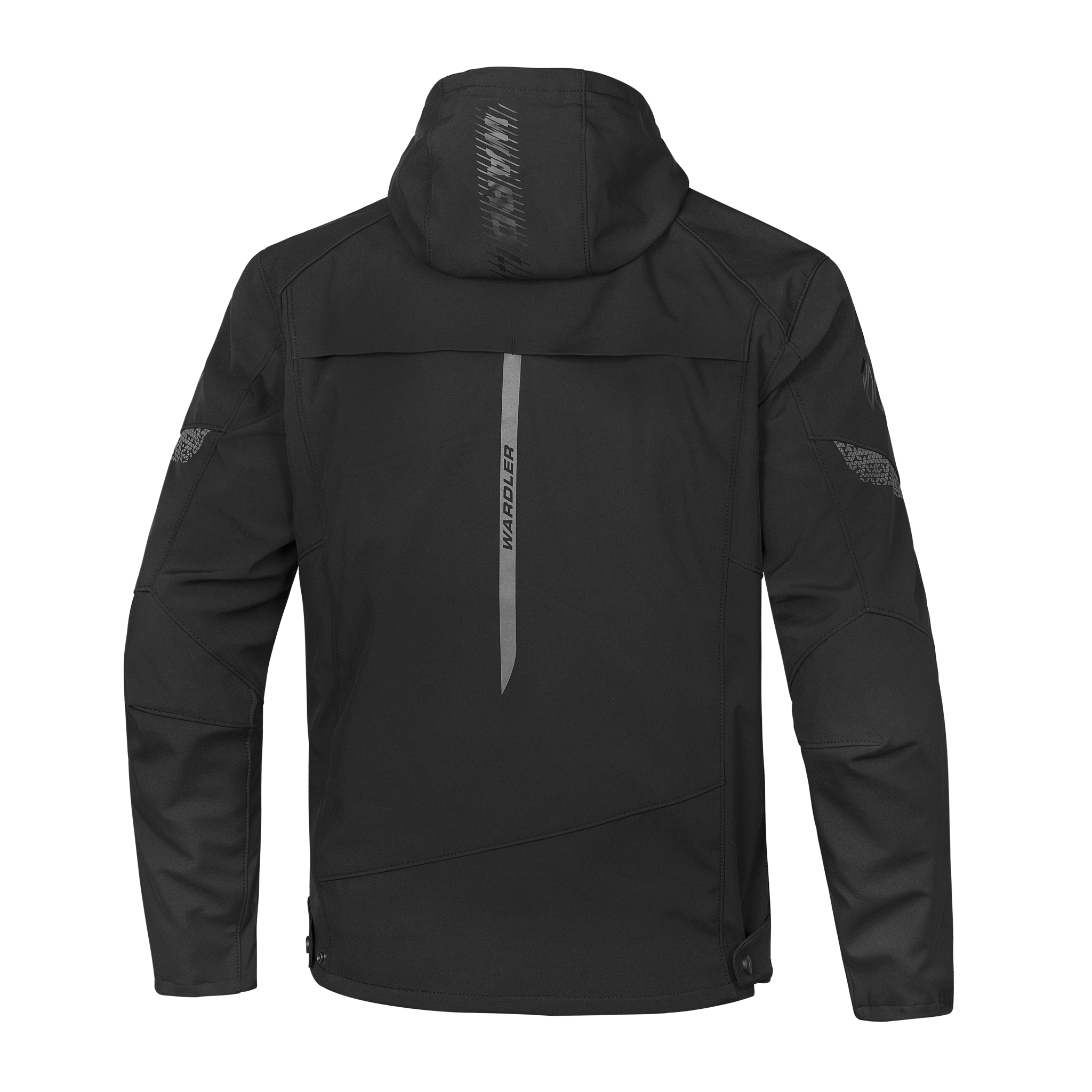 Motorcycle Riding Hoodie | Razor Softshell Motorcycle Jacket / Black , back view